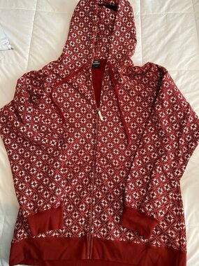 Supra Red Hoodie with White Geometric Print